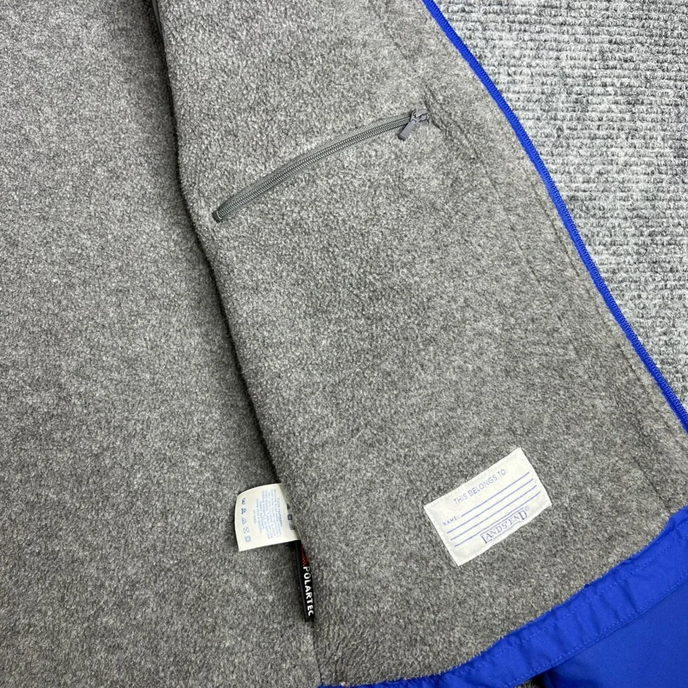 Lands End Kids Blue Jacket Polartec Fleece Lined Hooded Large 14-16